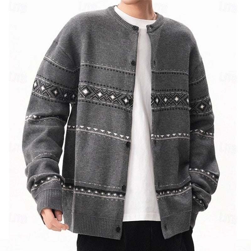 Niall™ | Men's Christmas Pattern Button Cardigan