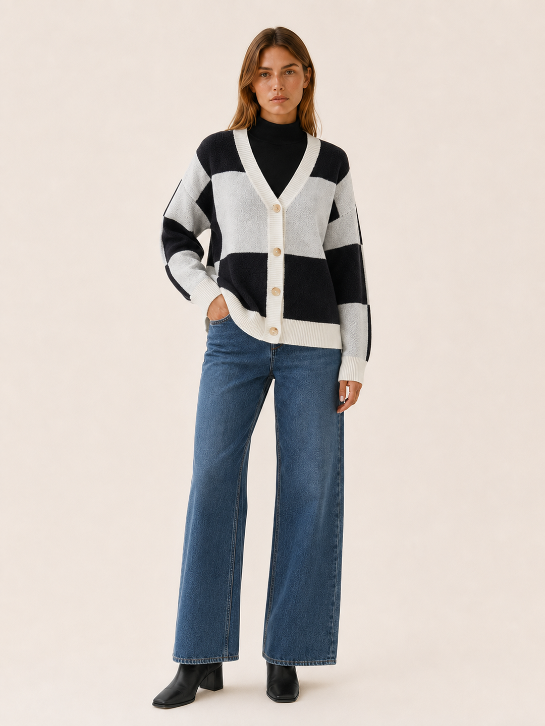 Ilaria™ | Plaid V-Neck Cardigan with Button Front