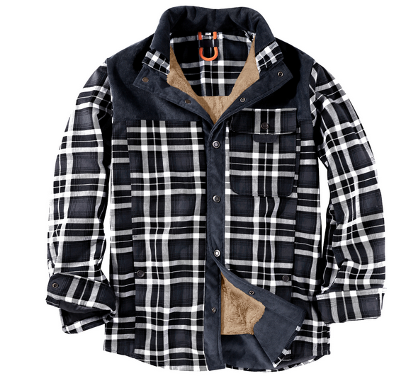 Ridley™ | Men's Pile-Lined Plaid Shirt Jacket with Snap Front