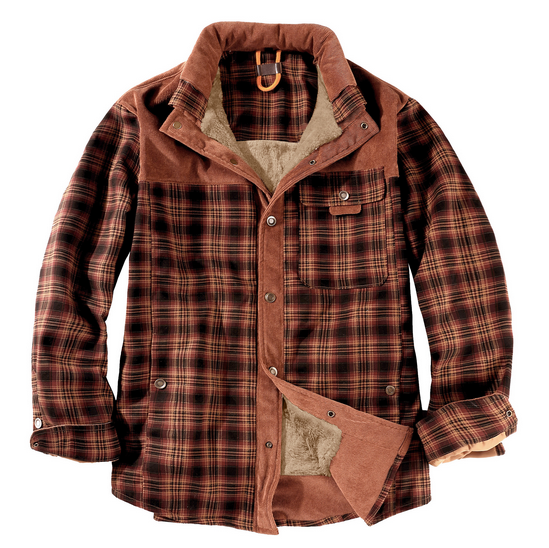 Ridley™ | Men's Pile-Lined Plaid Shirt Jacket with Snap Front