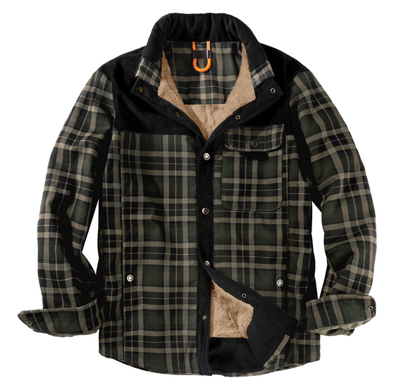 Ridley™ | Men's Pile-Lined Plaid Shirt Jacket with Snap Front