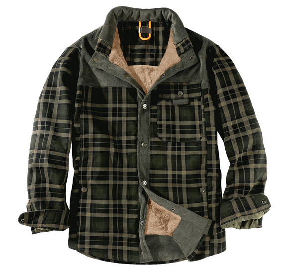 Ridley™ | Men's Pile-Lined Plaid Shirt Jacket with Snap Front