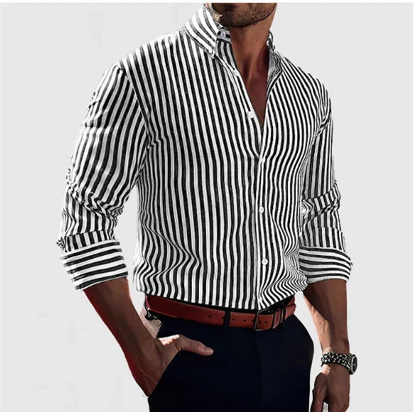 Rhys™ | Men's Vertical Stripe Button-Down Collar Shirt