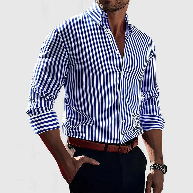 Rhys™ | Men's Vertical Stripe Button-Down Collar Shirt