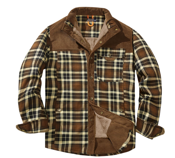 Ridley™ | Men's Pile-Lined Plaid Shirt Jacket with Snap Front