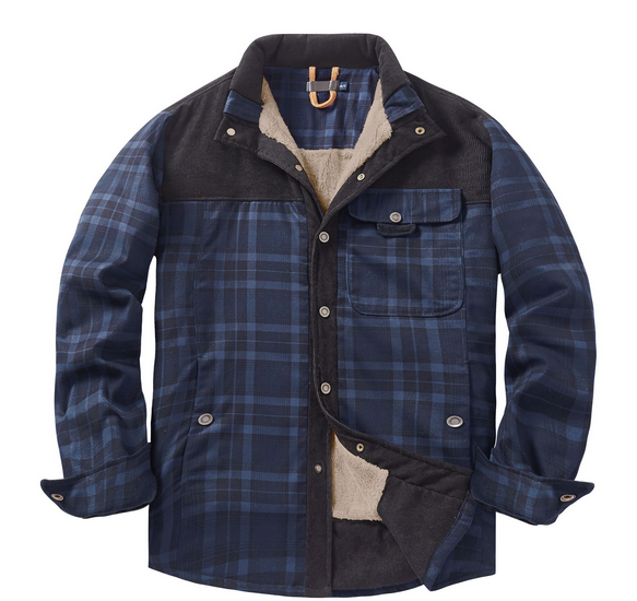 Ridley™ | Men's Pile-Lined Plaid Shirt Jacket with Snap Front