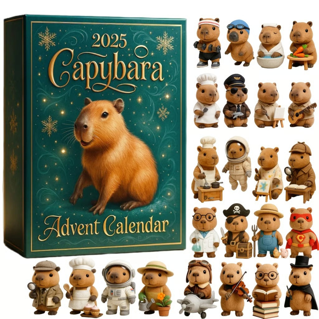 Capybara Advent Calendar with 24 Capybara Figurines