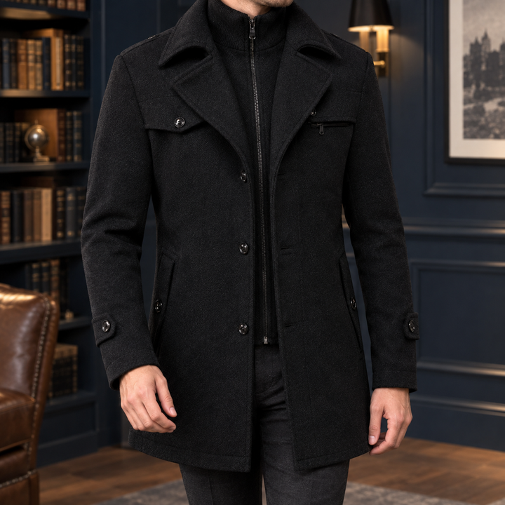 Mortimer™ | Men's Double Collar Zip and Button Coat