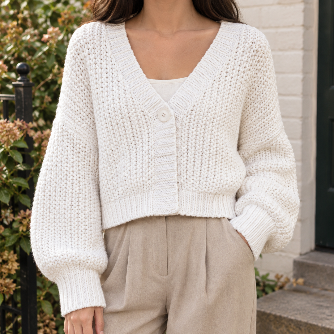 Araminta™ | Women's Chunky Knit Cropped Cardigan