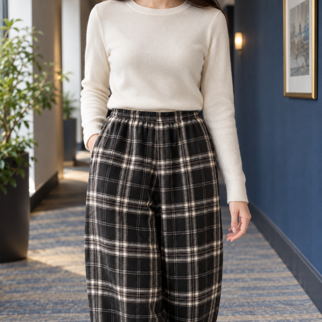 Theodora™ | Women's Plaid Lined Straight Leg Pants