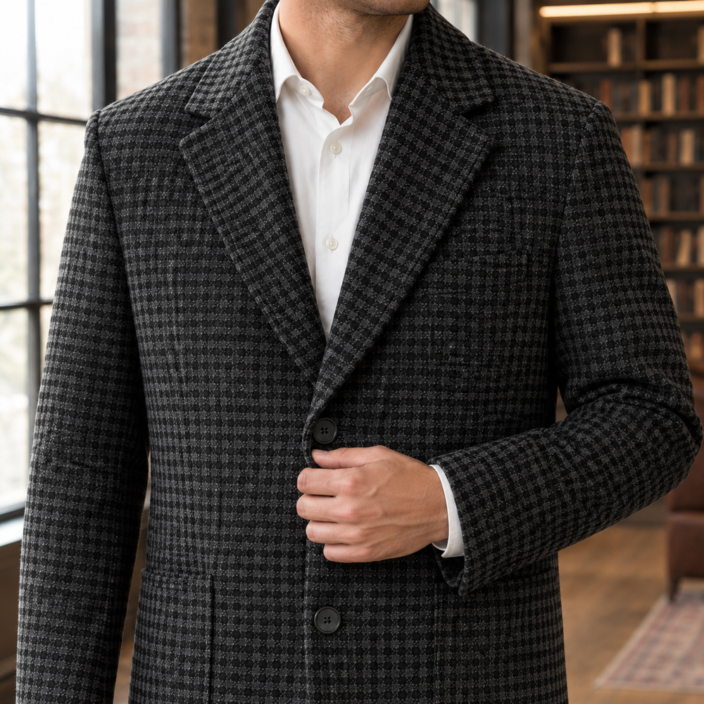 Montague™ | Men's Notch Lapel Mid-Length Overcoat