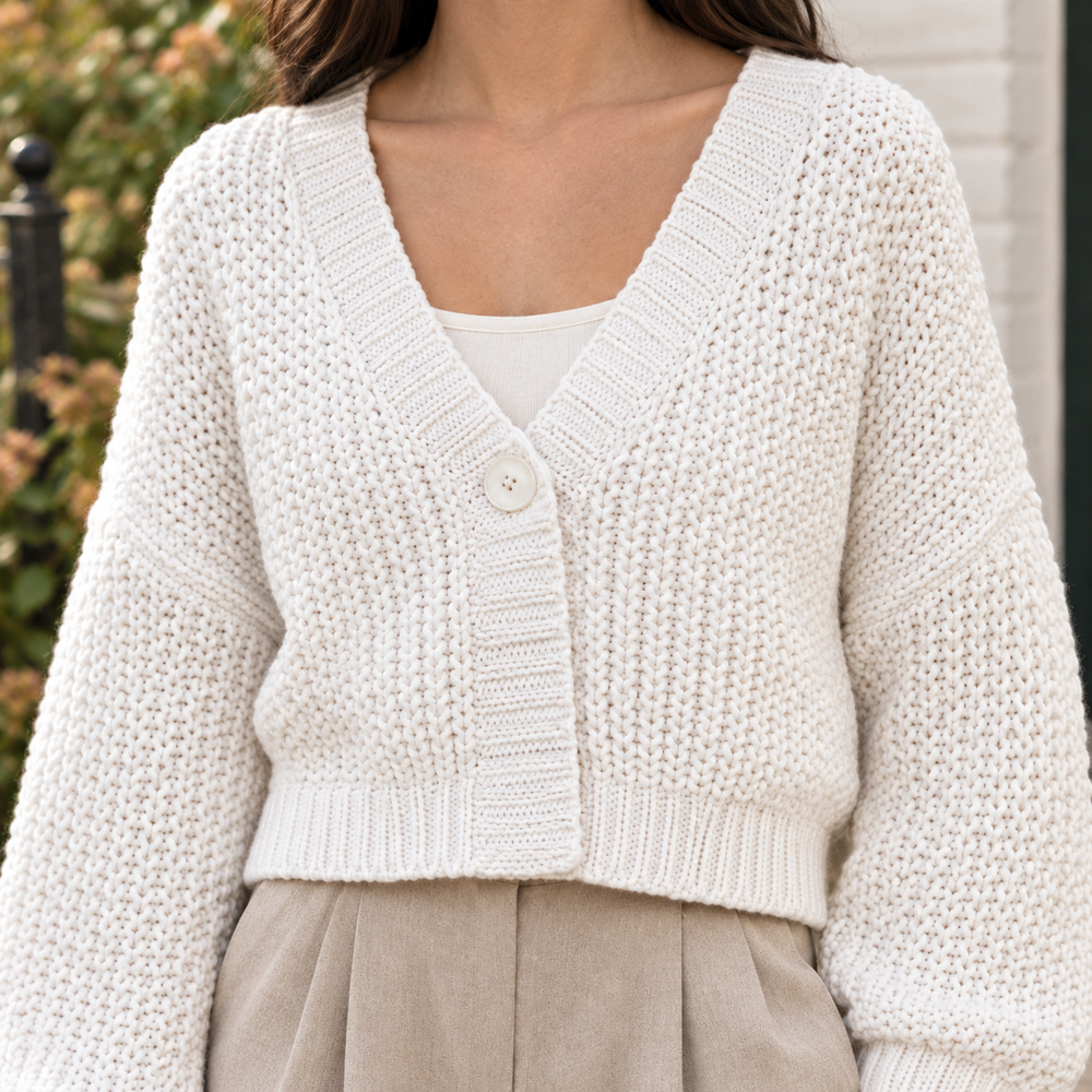 Araminta™ | Women's Chunky Knit Cropped Cardigan