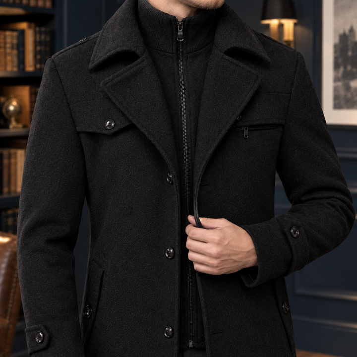 Mortimer™ | Men's Double Collar Zip and Button Coat
