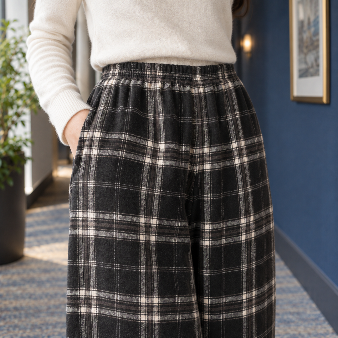 Theodora™ | Women's Plaid Lined Straight Leg Pants