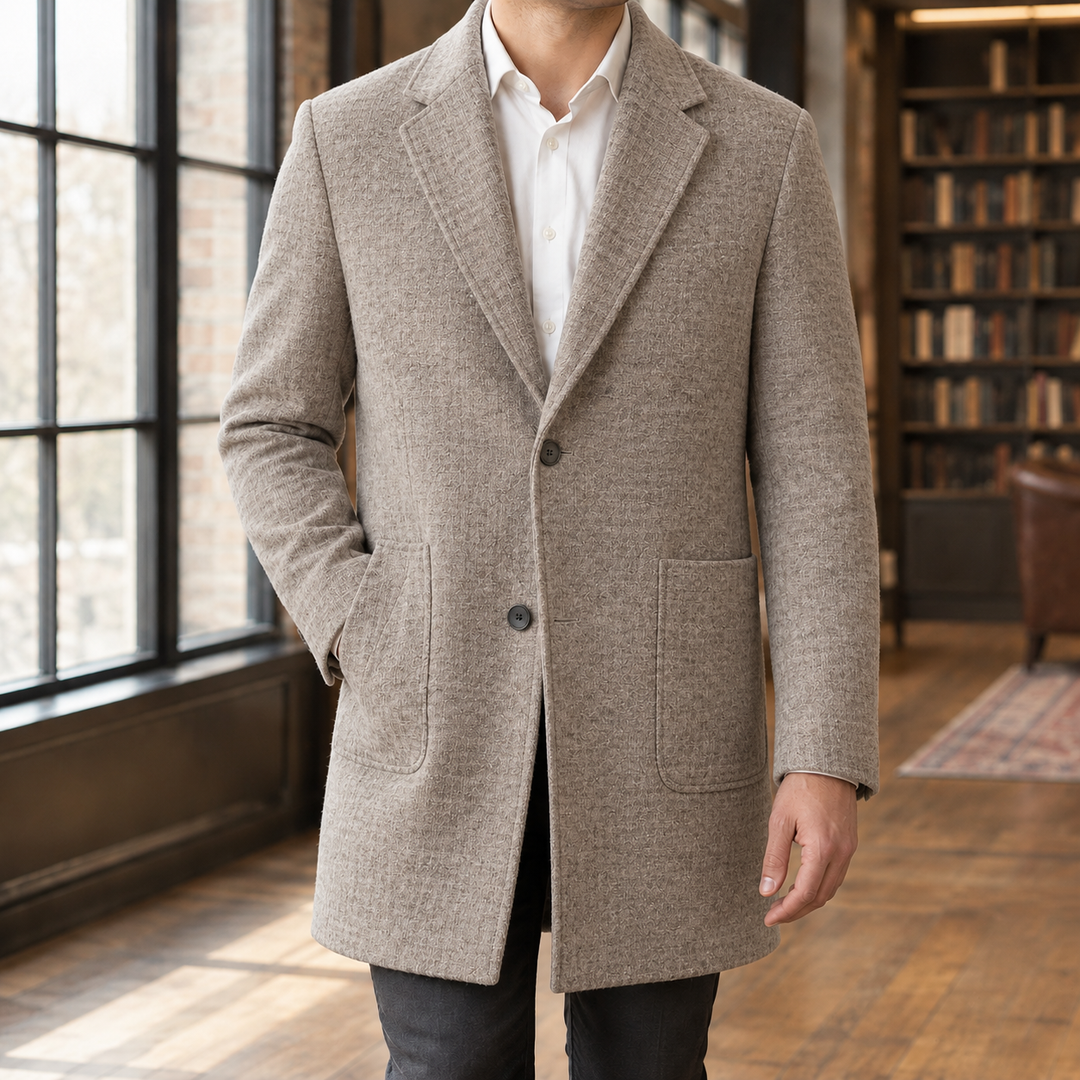 Montague™ | Men's Notch Lapel Mid-Length Overcoat