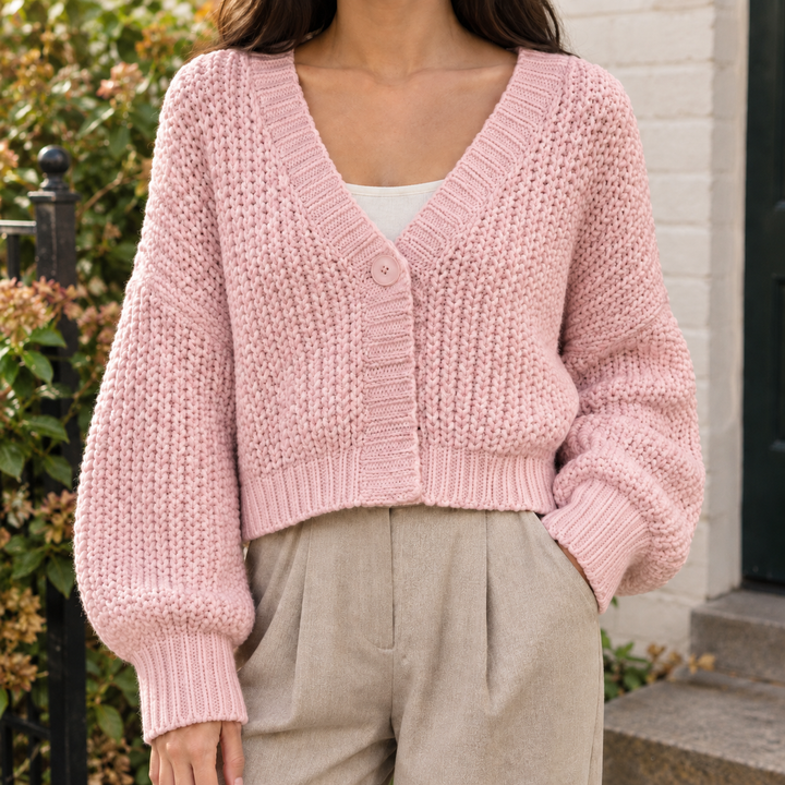 Araminta™ | Women's Chunky Knit Cropped Cardigan