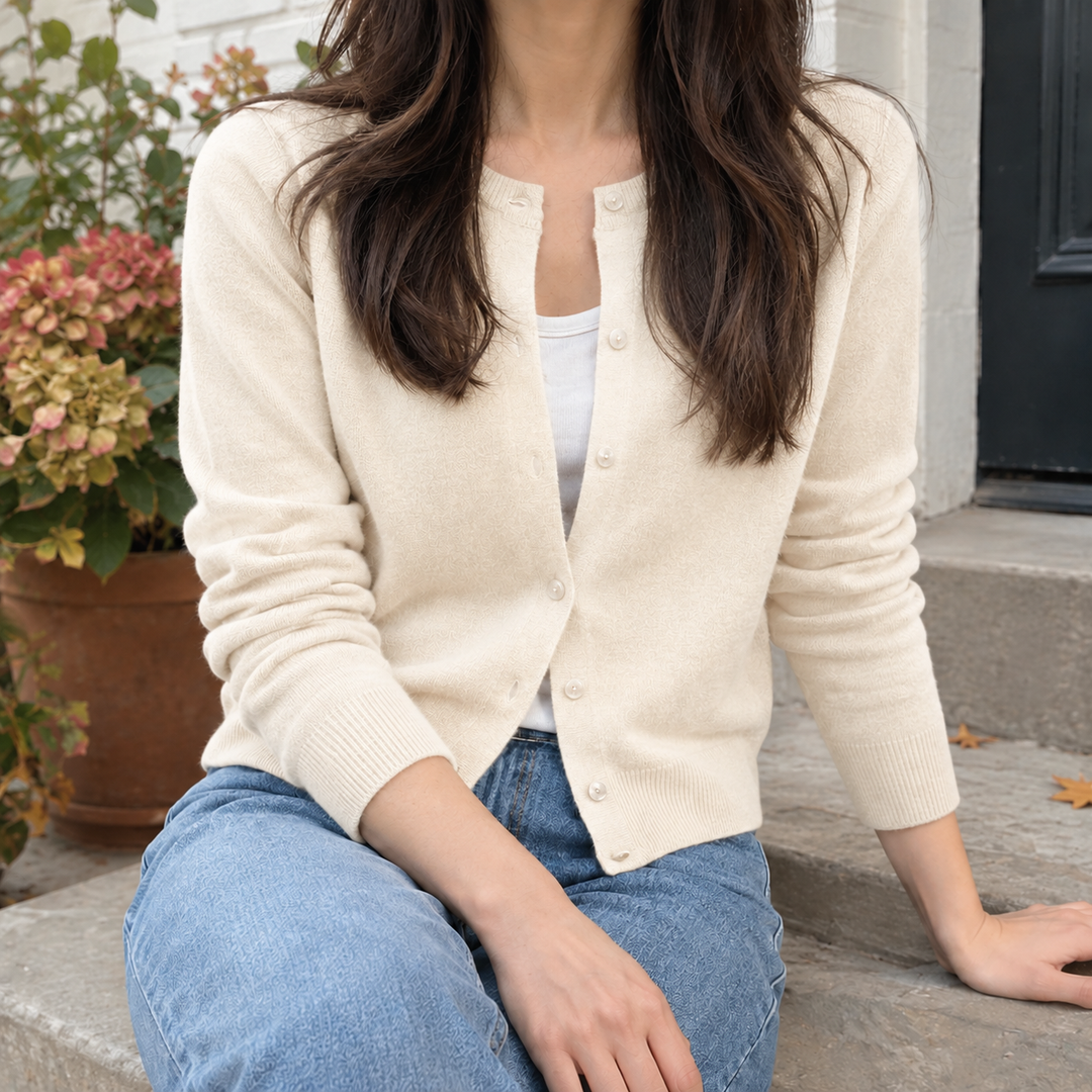 Rosabel™ | Women's Round Neck Waist-Length Cardigan