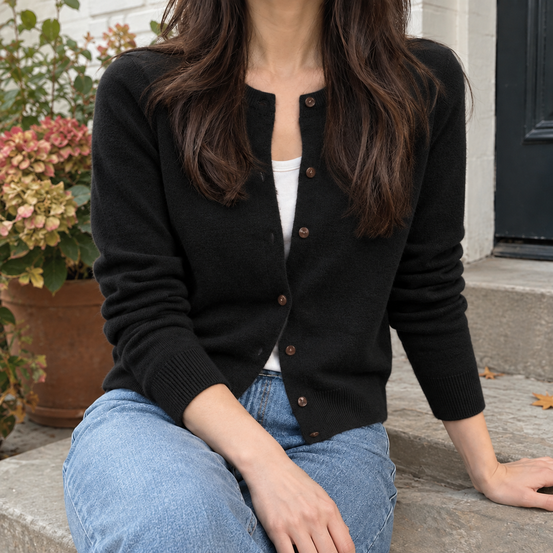 Rosabel™ | Women's Round Neck Waist-Length Cardigan