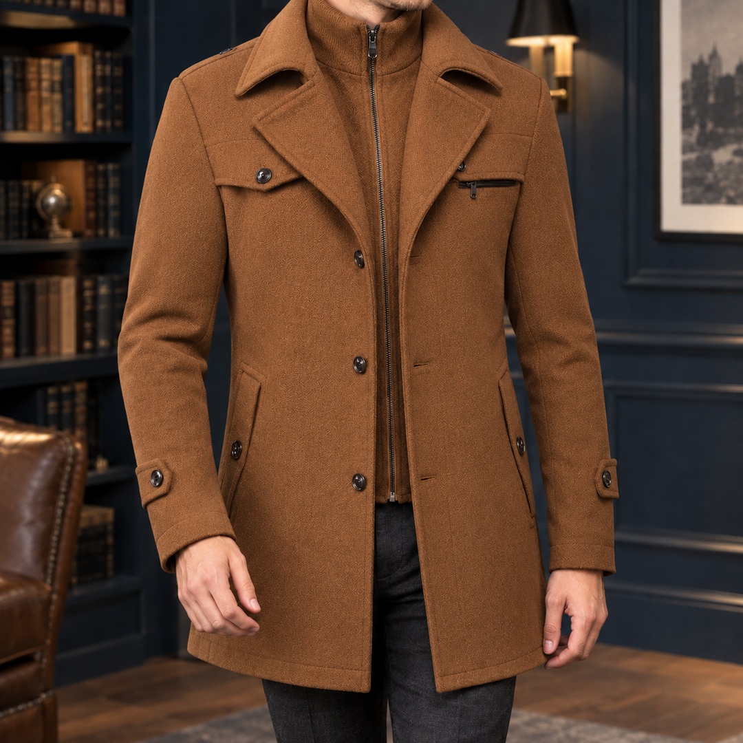 Mortimer™ | Men's Double Collar Zip and Button Coat