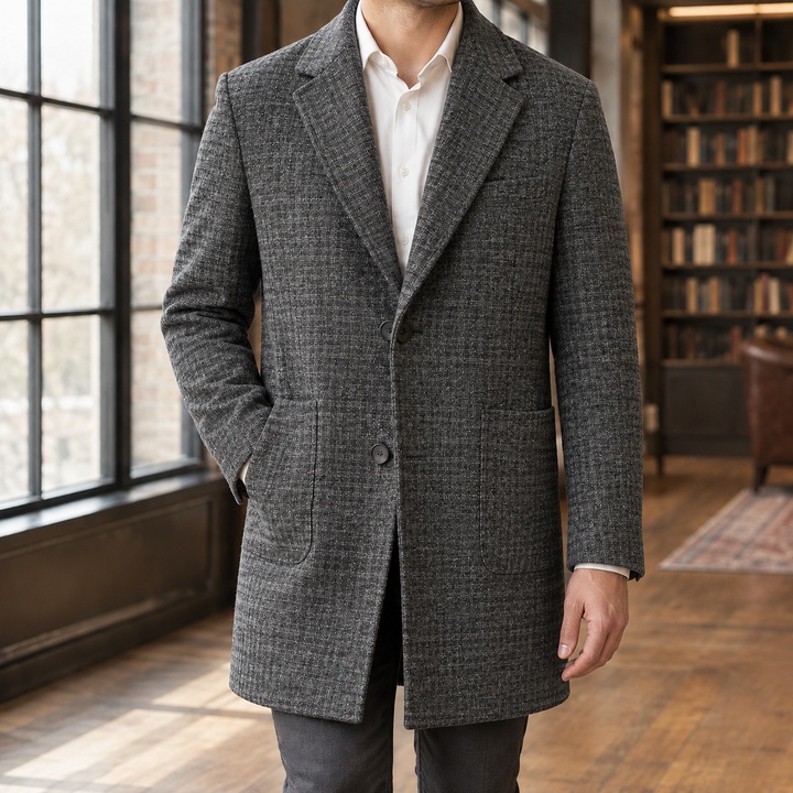 Montague™ | Men's Notch Lapel Mid-Length Overcoat