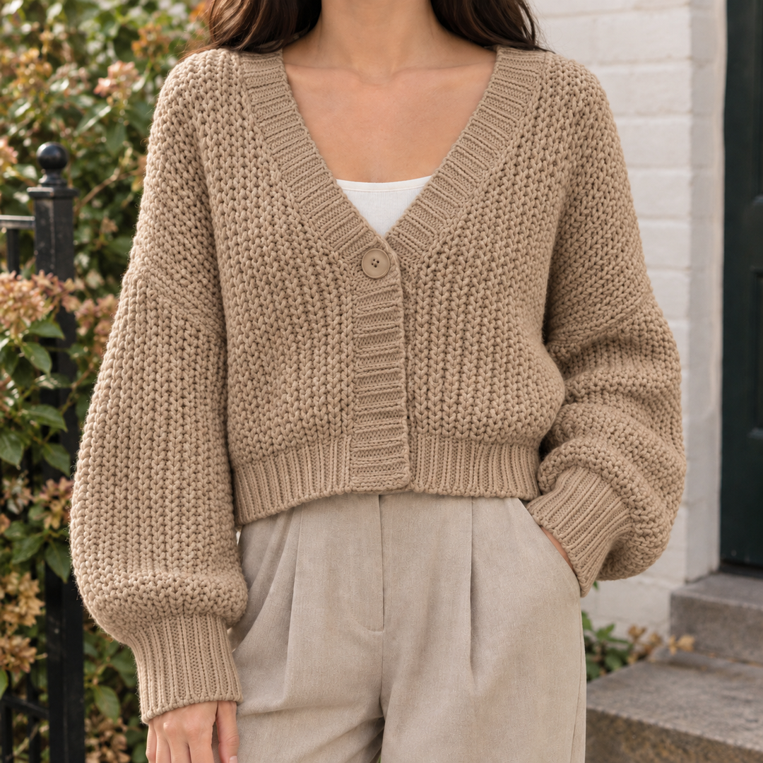 Araminta™ | Women's Chunky Knit Cropped Cardigan