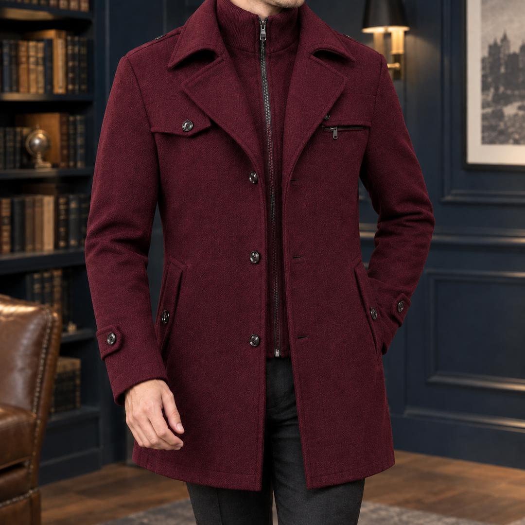 Mortimer™ | Men's Double Collar Zip and Button Coat