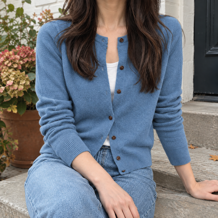 Rosabel™ | Women's Round Neck Waist-Length Cardigan