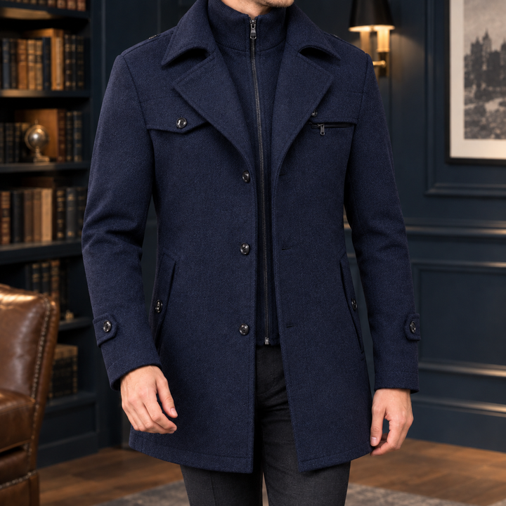 Mortimer™ | Men's Double Collar Zip and Button Coat