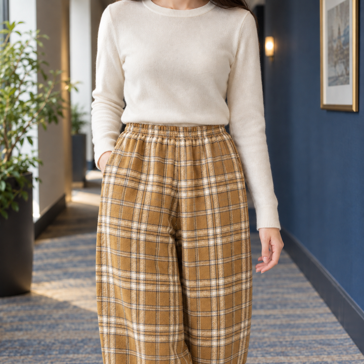 Theodora™ | Women's Plaid Lined Straight Leg Pants
