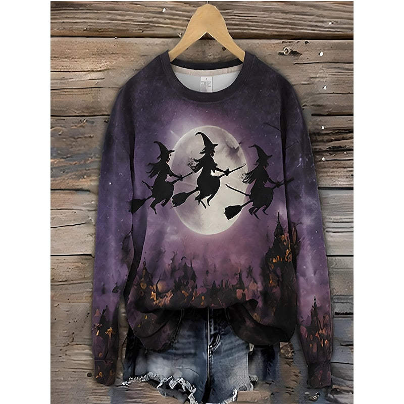 Dulcie™ | Women's Halloween Striped Cat Print Sweatshirt