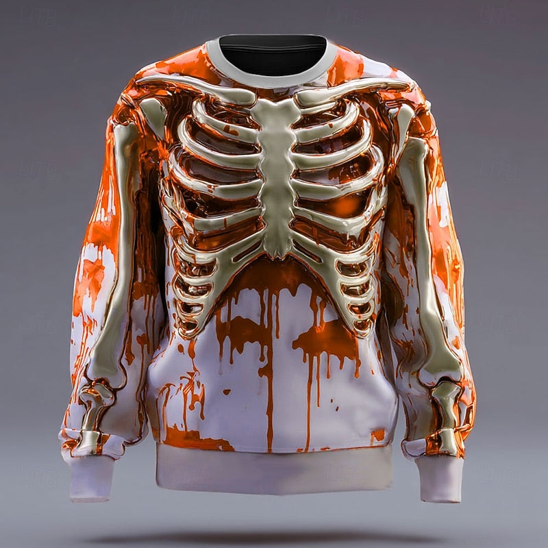 Rhett™ | Men's Halloween Skeleton Print Crew Neck Sweatshirt