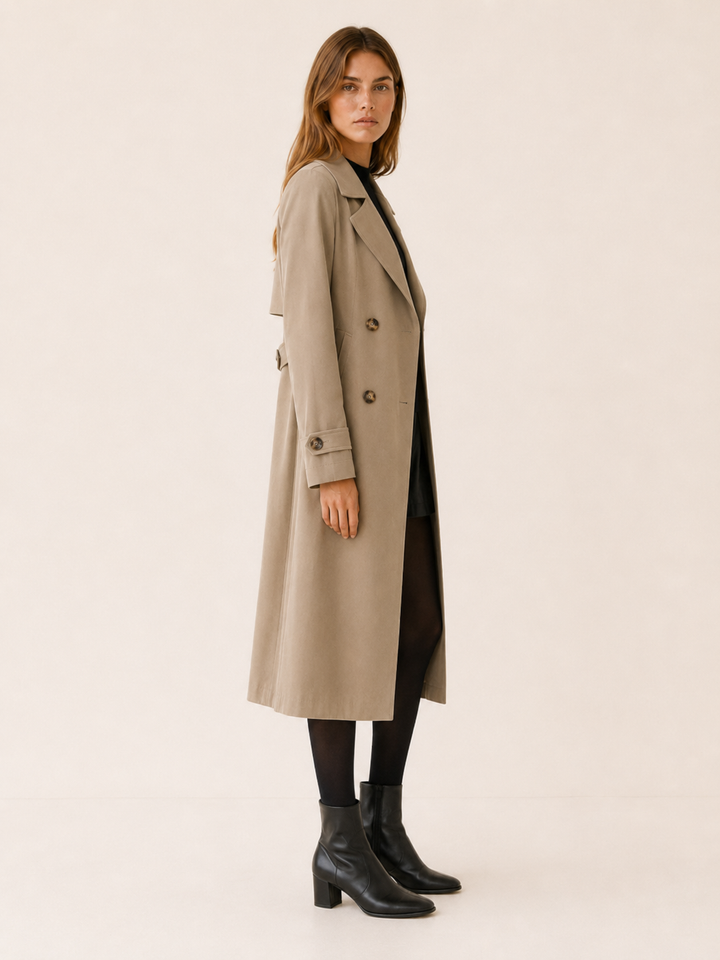 Isolde™ | Long Double-Breasted Trench Coat