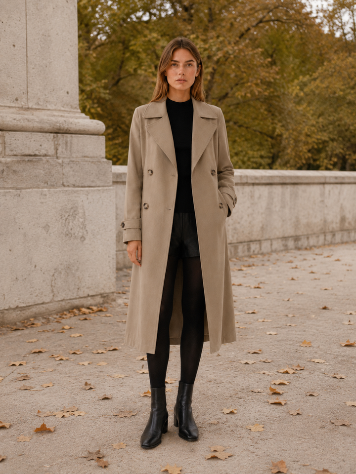 Isolde™ | Long Double-Breasted Trench Coat