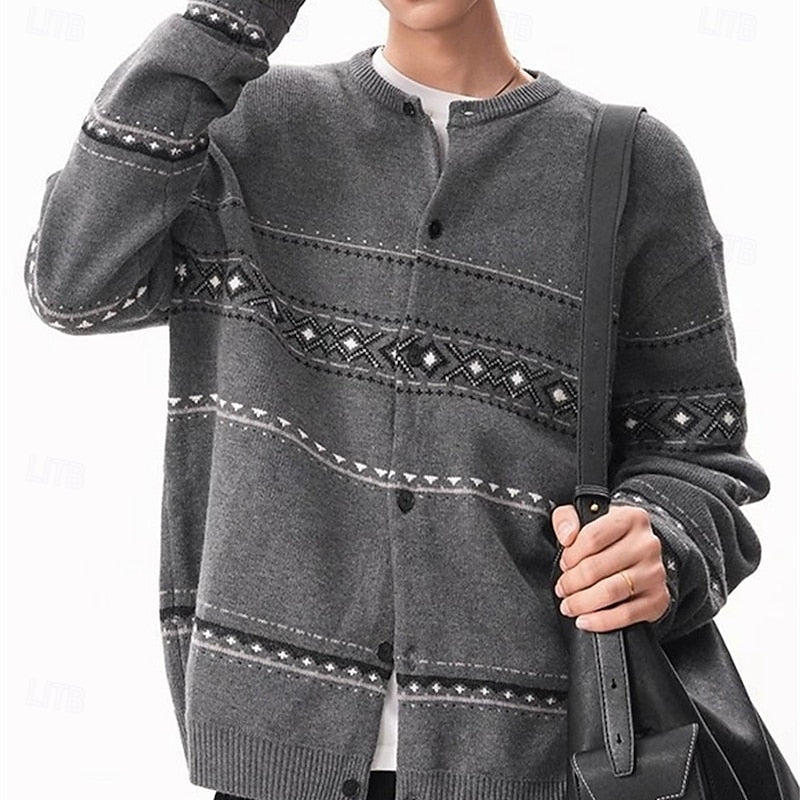 Niall™ | Men's Christmas Pattern Button Cardigan
