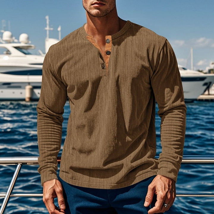 Anders™ | Men's Ribbed Long Sleeve Henley Shirt