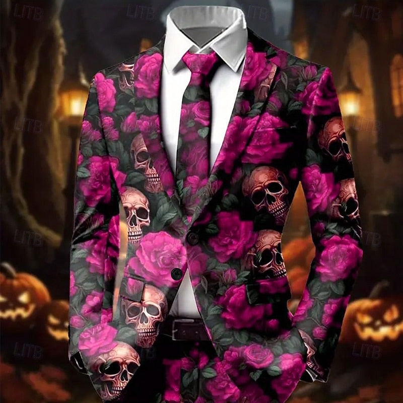 Auden™ | Men's Halloween Skull and Rose Print Blazer
