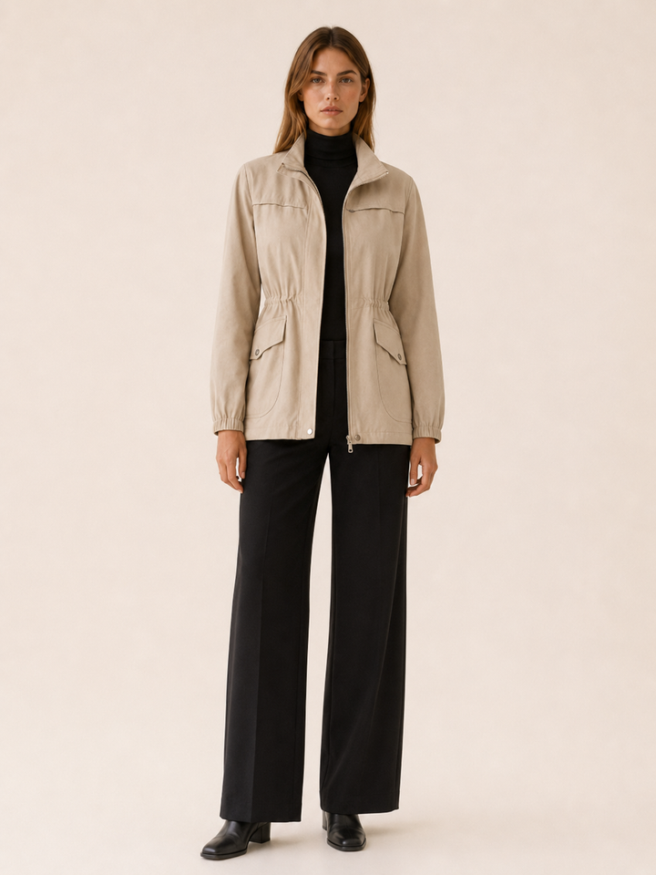 Jessamine™ | Waterproof Jacket with Stand Collar and Drawstring Waist