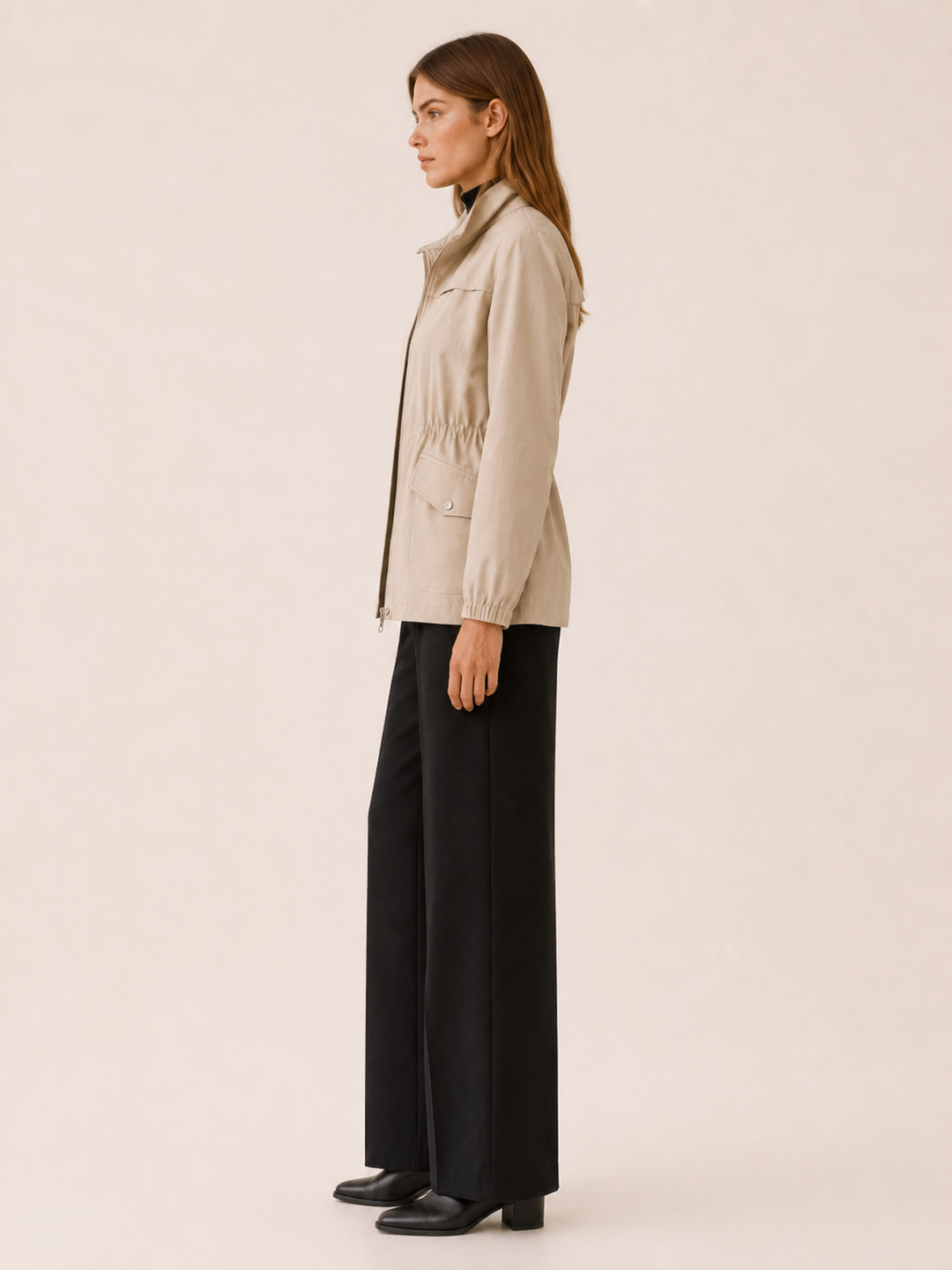 Jessamine™ | Waterproof Jacket with Stand Collar and Drawstring Waist