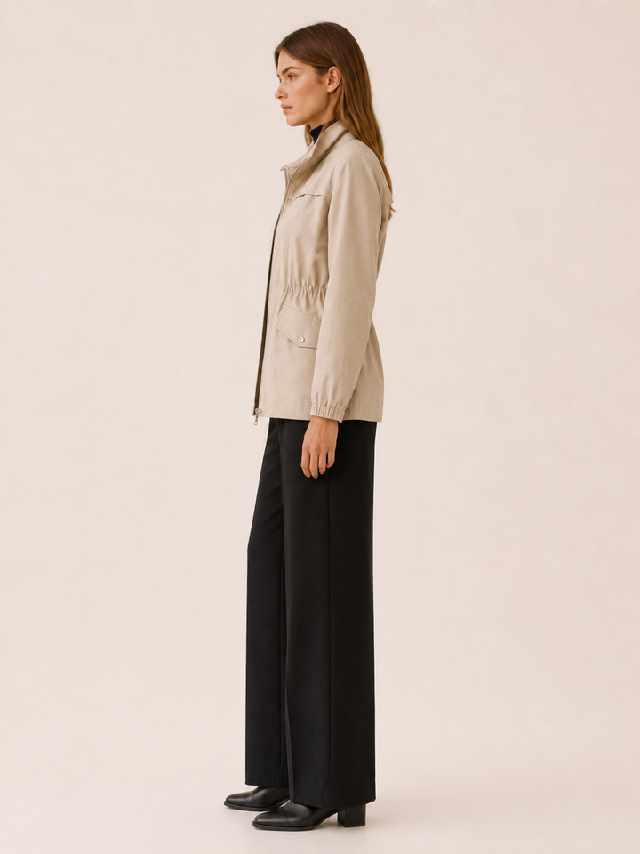 Jessamine™ | Waterproof Jacket with Stand Collar and Drawstring Waist