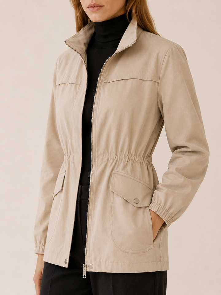 Jessamine™ | Waterproof Jacket with Stand Collar and Drawstring Waist