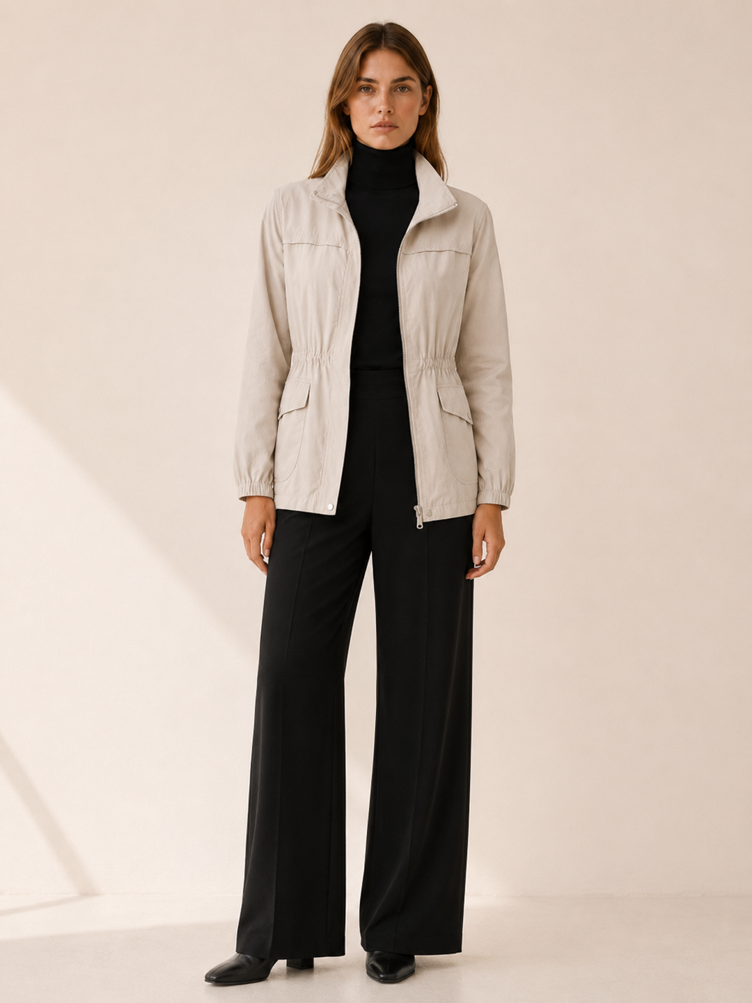 Jessamine™ | Waterproof Jacket with Stand Collar and Drawstring Waist