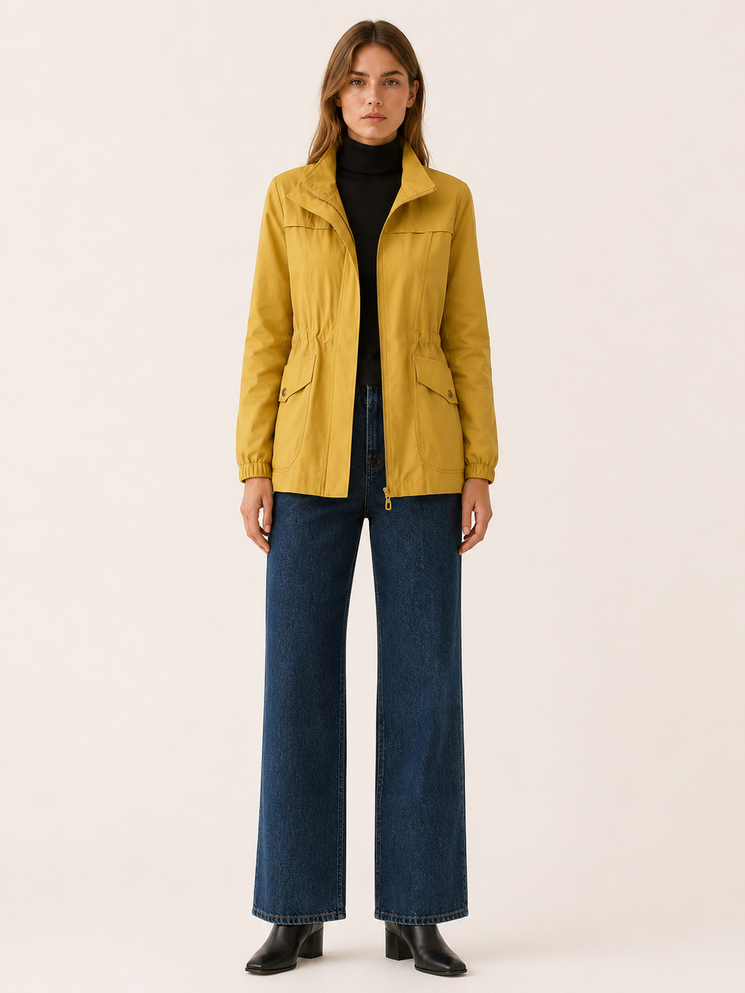 Jessamine™ | Waterproof Jacket with Stand Collar and Drawstring Waist