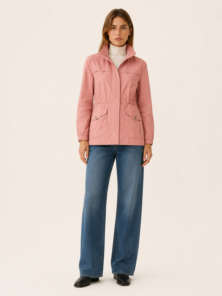 Jessamine™ | Waterproof Jacket with Stand Collar and Drawstring Waist