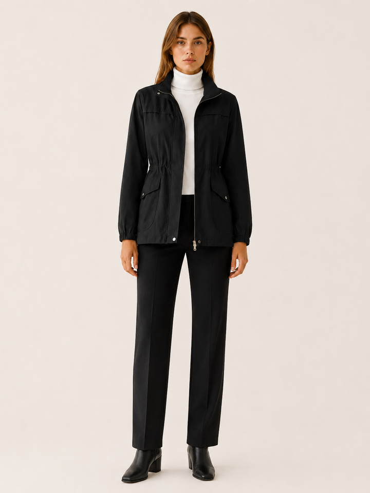 Jessamine™ | Waterproof Jacket with Stand Collar and Drawstring Waist