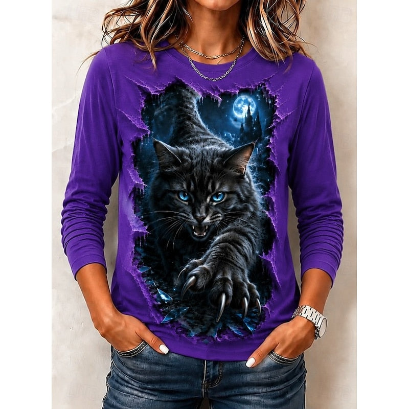 Sorcha™ | Women's Halloween Graphic Print Crew Neck Top