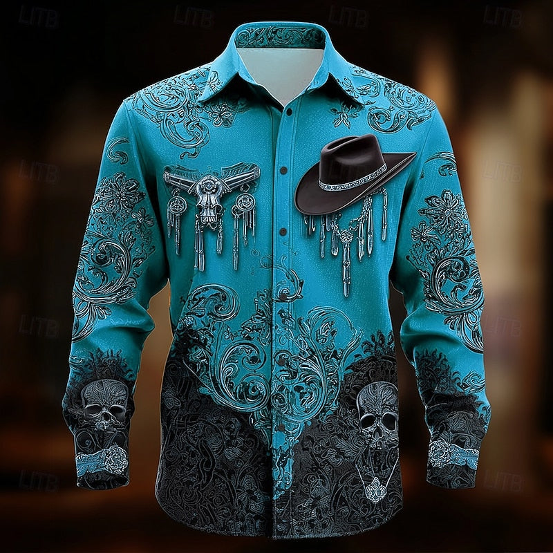 Bishop™ | Men's Western Halloween Print Button Up Shirt