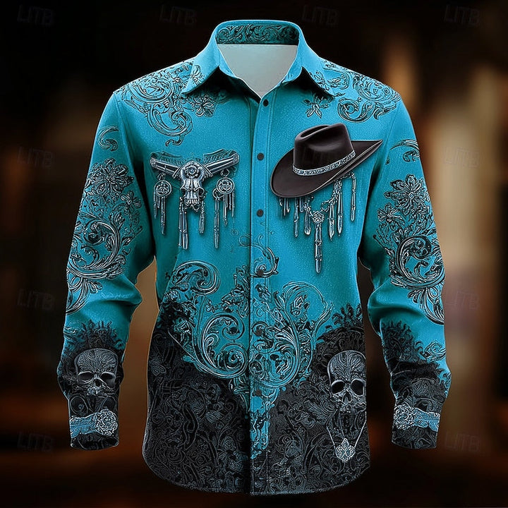 Bishop™ | Men's Western Halloween Print Button Up Shirt