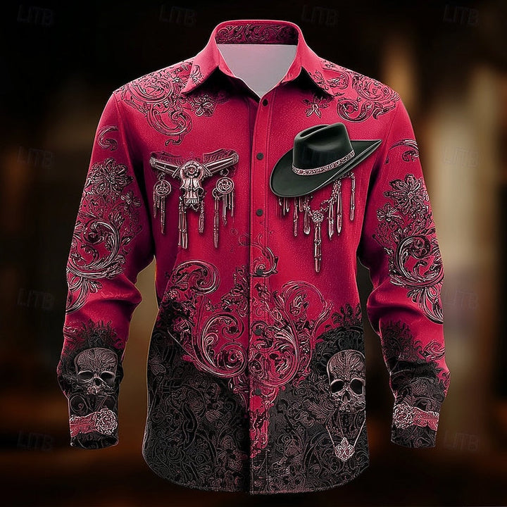 Bishop™ | Men's Western Halloween Print Button Up Shirt