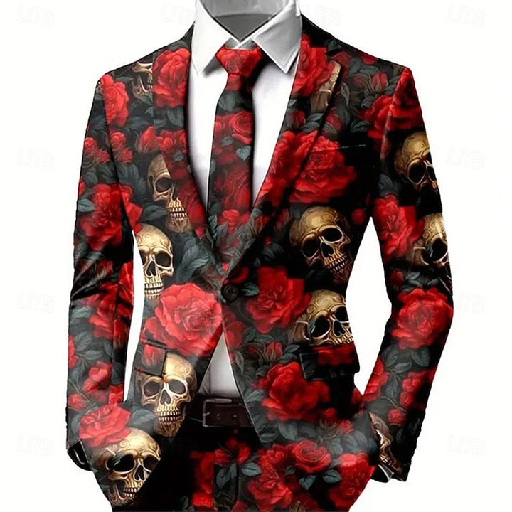 Auden™ | Men's Halloween Skull and Rose Print Blazer