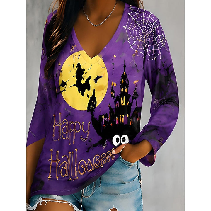 Sorrel™ | Women's Halloween Pumpkin Print V-Neck Long Sleeve Top